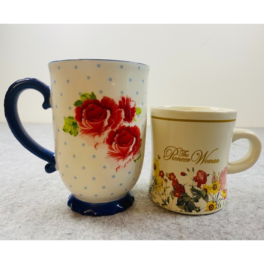The Pioneer Woman Mercantile Floral Coffee Tea Mugs LOT OF 2